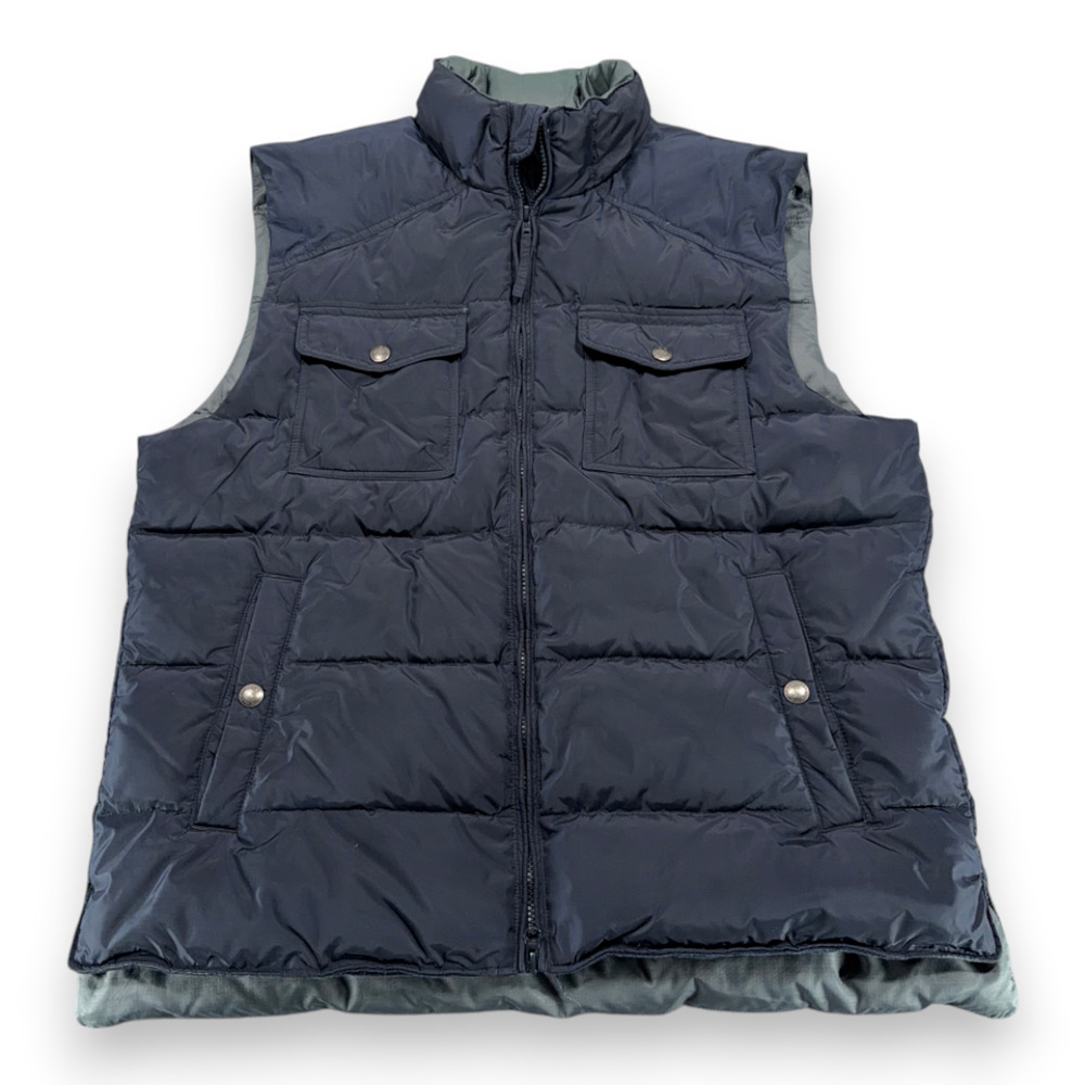 Banana Republic Vest Adult EXTRA LARGE Blue Gray Nylon Down Feather Puffer Y2K